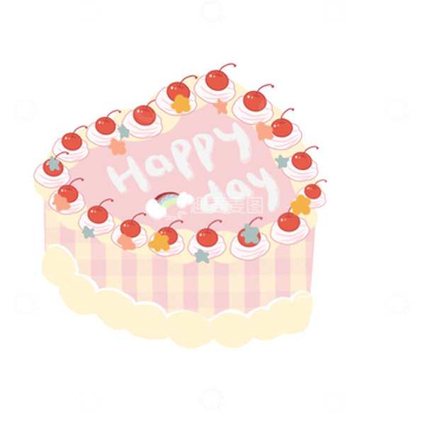 源文件下载【趣麦麦图】粉色可爱生日蛋糕父亲节手绘图