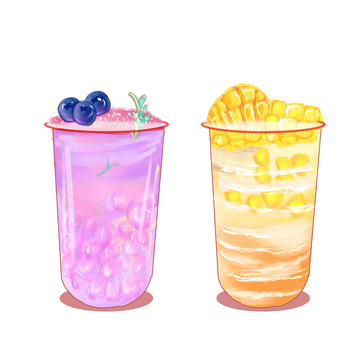 夏至小清新饮品元素