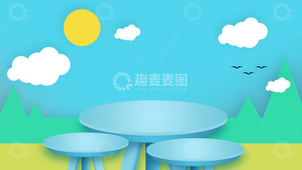 源文件下载【趣麦麦图】-彩色动漫展台简约电商立体展台夏季商品背景