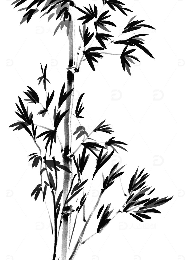 源文件下载【趣麦麦图】简约水墨竹子