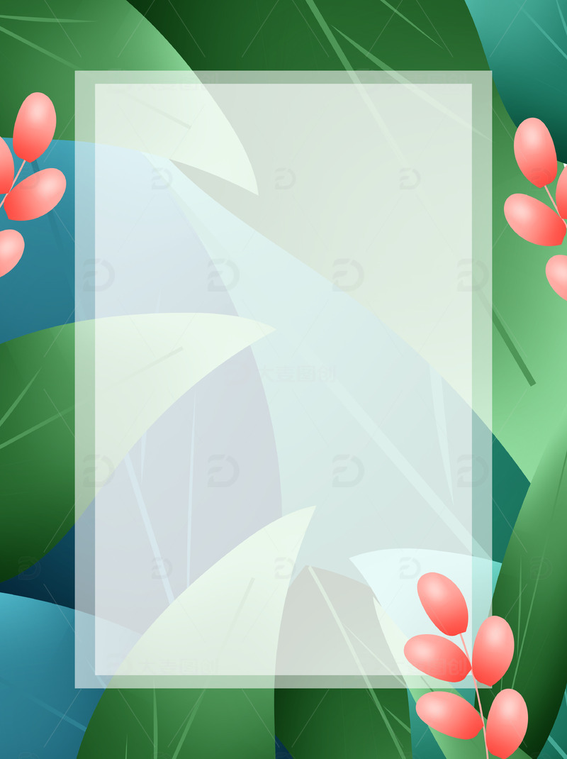 矢量手绘夏至叶子平铺背景