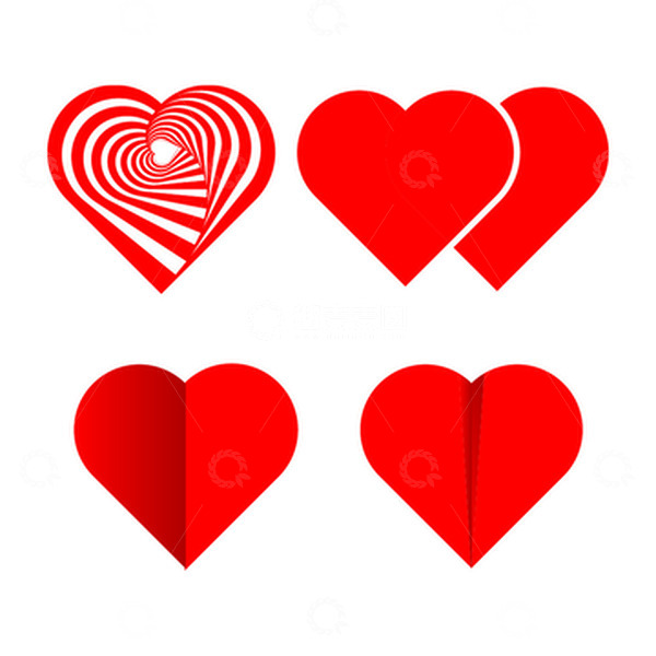 源文件下载【趣麦麦图】-红色旋转爱心折痕爱心创意