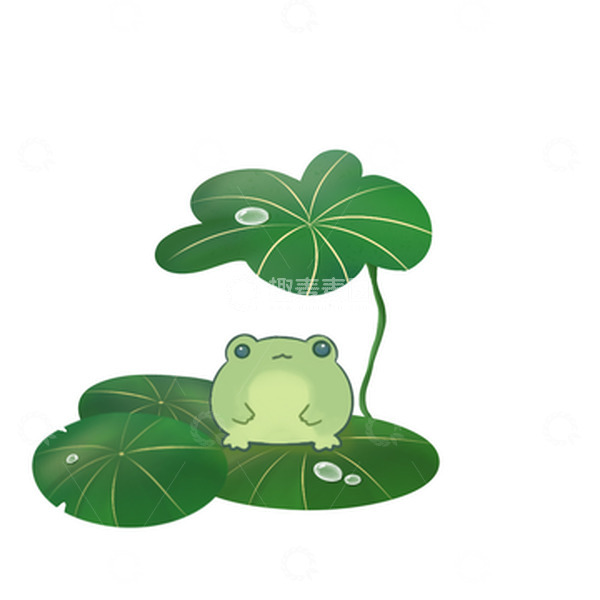 源文件下载【趣麦麦图】绿色小清新夏天池塘青蛙夏至手绘图