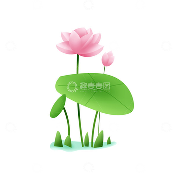 源文件下载【趣麦麦图】矢量手绘夏至荷花荷叶水潭装饰元素