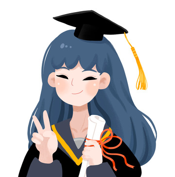 手绘毕业季学士服女生学生博士帽青春高考