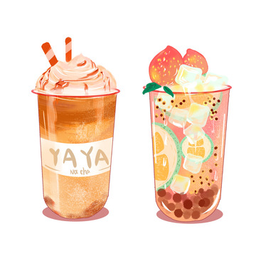 夏季小清新果茶饮品元素