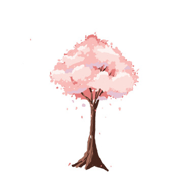 手绘水彩樱花树