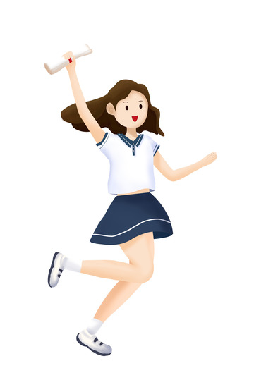 毕业季高考中考金榜题名手绘小女孩校服人物