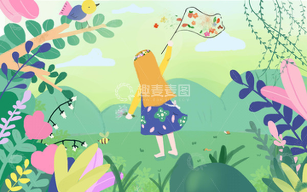 源文件下载【趣麦麦图】绿色小清新踏春背景图