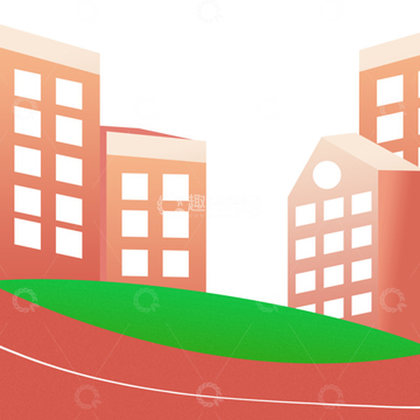 源文件下载【趣麦麦图】红色手绘简约毕业季教学楼插画图