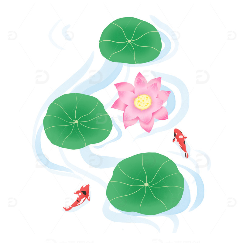 源文件下载【趣麦麦图】-清新荷花荷叶夏至元素