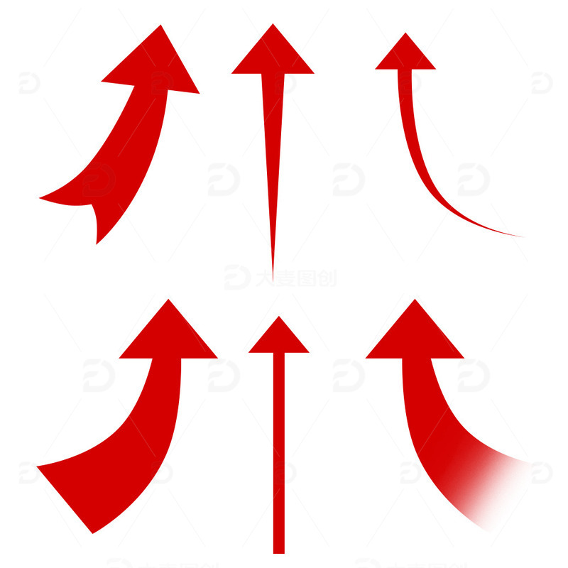 源文件下载【趣麦麦图】箭头 红色 简约方向弯曲渐变直