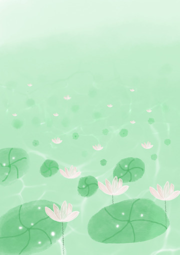绿色手绘荷叶连连夏日背景