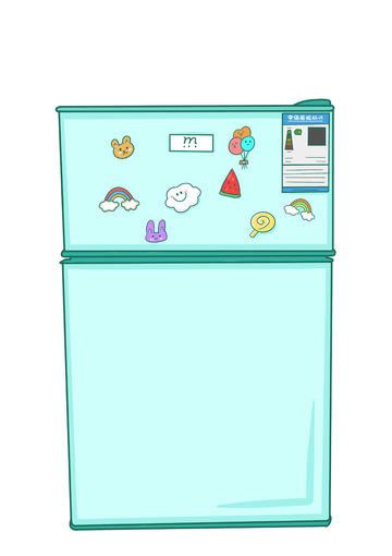 绿色扁平夏天夏日夏至避暑可爱冰箱手绘插画