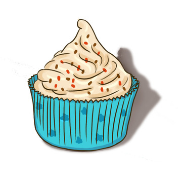 蓝色迷你小蛋糕早餐点心手绘