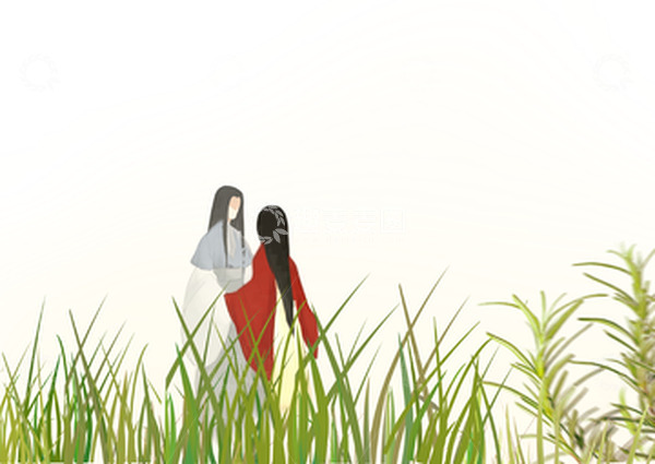 源文件下载【趣麦麦图】小清新春秋古风人物中国风手绘背景