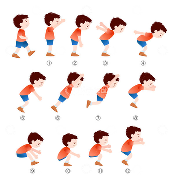 源文件下载【趣麦麦图】体育运动跳远扁平男孩步骤