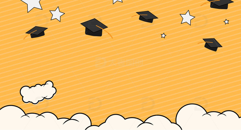 源文件下载【趣麦麦图】卡通漫画学位帽毕业白云商务宣传背景