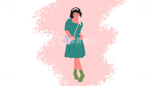 源文件下载【趣麦麦图】穿裙子小清新扁平风女孩