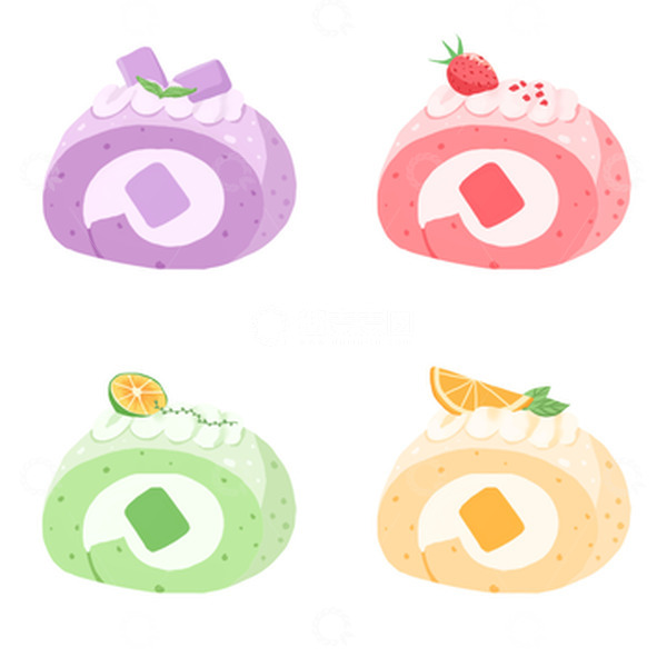 源文件下载【趣麦麦图】夏季美味蛋糕卷