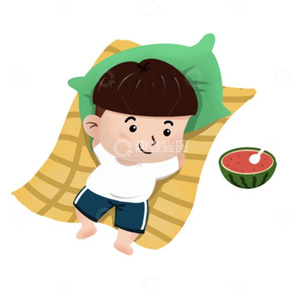 源文件下载【趣麦麦图】夏至小男孩手绘图