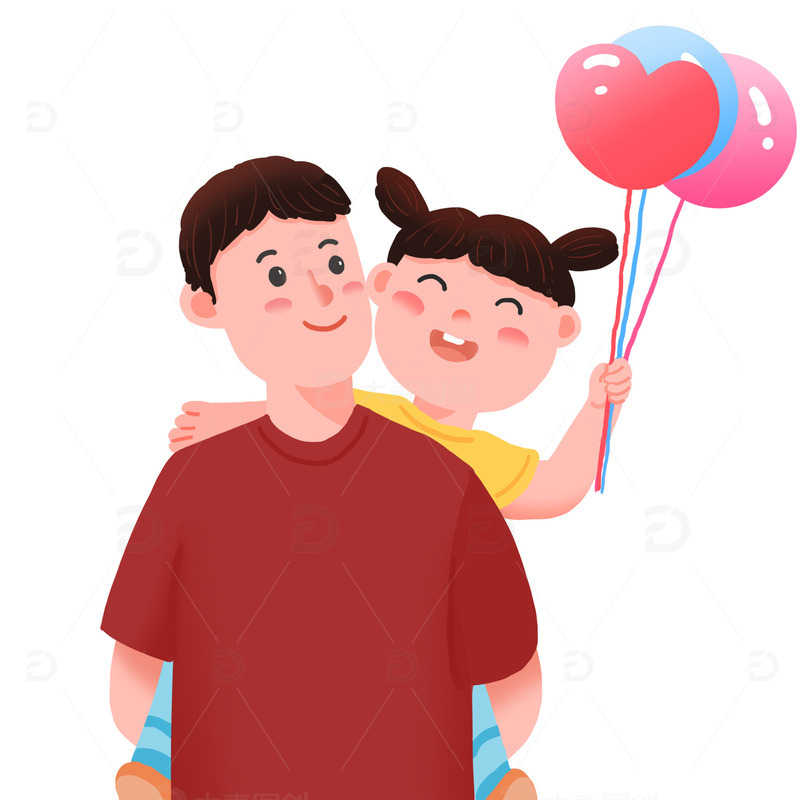 源文件下载【趣麦麦图】父亲背女儿父亲节元素
