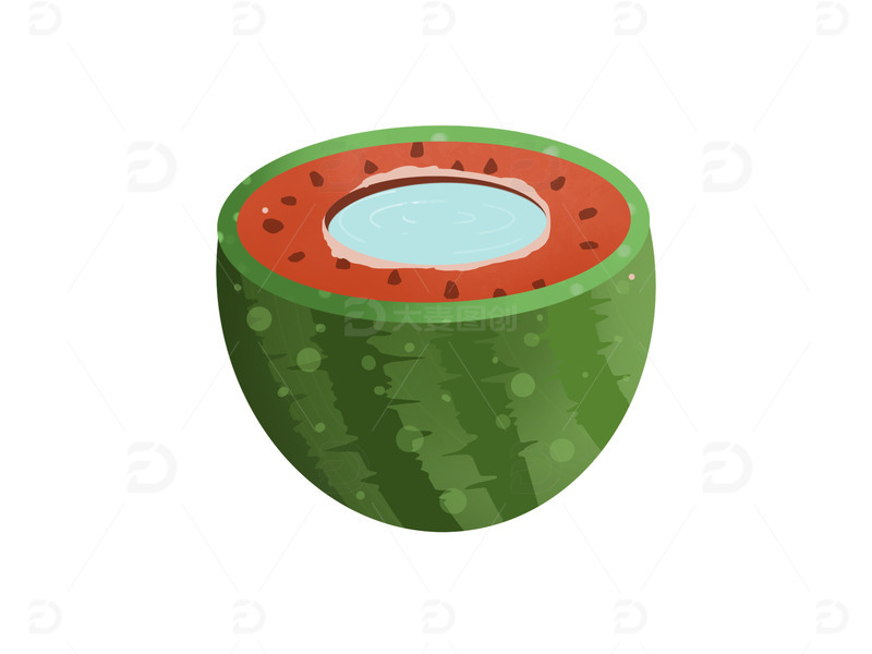 源文件下载【趣麦麦图】红色绿色创意手绘夏至西瓜