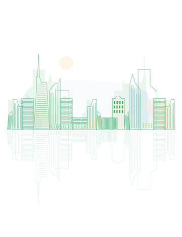 城市建筑剪影线条科技高楼大厦都市装饰