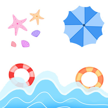 海边休闲度假夏至元素