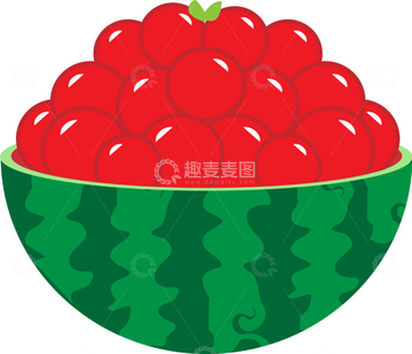 源文件下载【趣麦麦图】绿色夏季冰冻夏至西瓜球甜品水果手绘元素