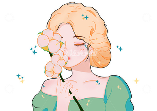 源文件下载【趣麦麦图】-唯美小清新女生棉花插画