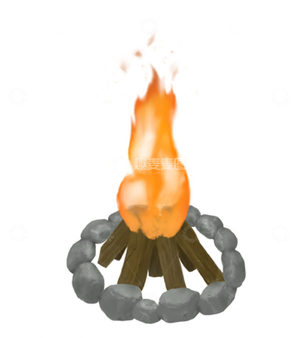 源文件下载【趣麦麦图】野营火堆写实手绘元素图