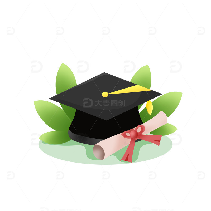源文件下载【趣麦麦图】矢量手绘毕业季毕业帽子装饰元素