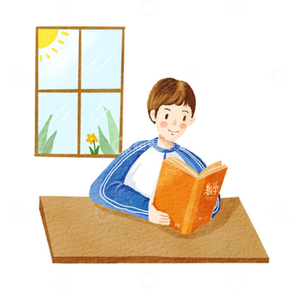 水彩小清新学生学习复习备考手绘