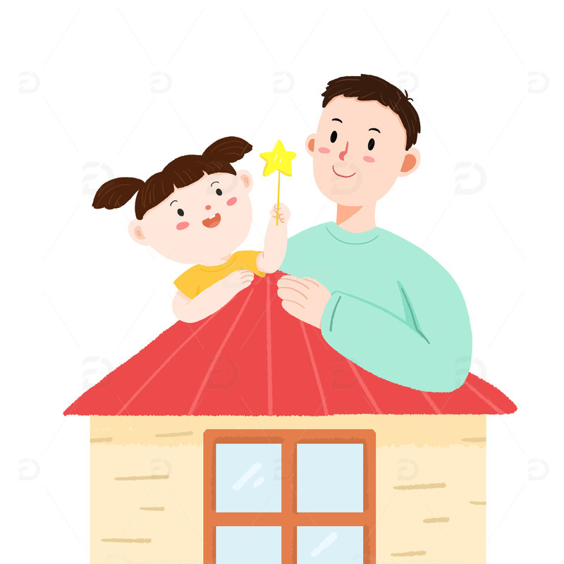 源文件下载【趣麦麦图】父亲和可爱的女儿父亲节元素
