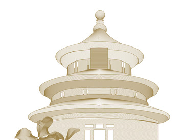 金色矢量天坛纯线条
