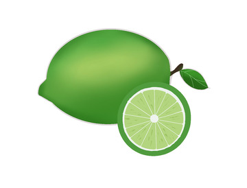 绿色小清新夏天水果青柠手绘图