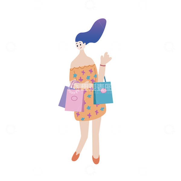 源文件下载【趣麦麦图】扁平化逛街购物女子形象