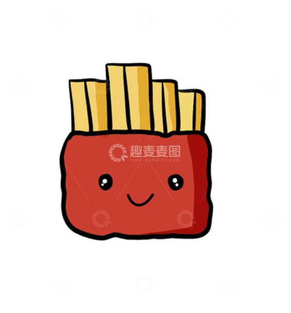 源文件下载【趣麦麦图】红色小清新薯条可爱卡通手绘图