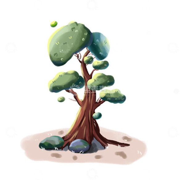 源文件下载【趣麦麦图】绿色夏日郊外茂密的树