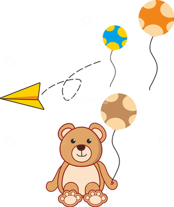 源文件下载【趣麦麦图】卡通可爱小熊气球元素