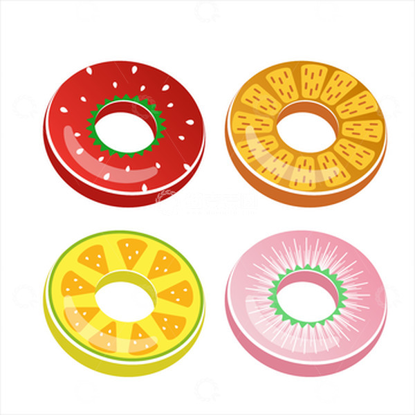 源文件下载【趣麦麦图】夏天水果泳圈