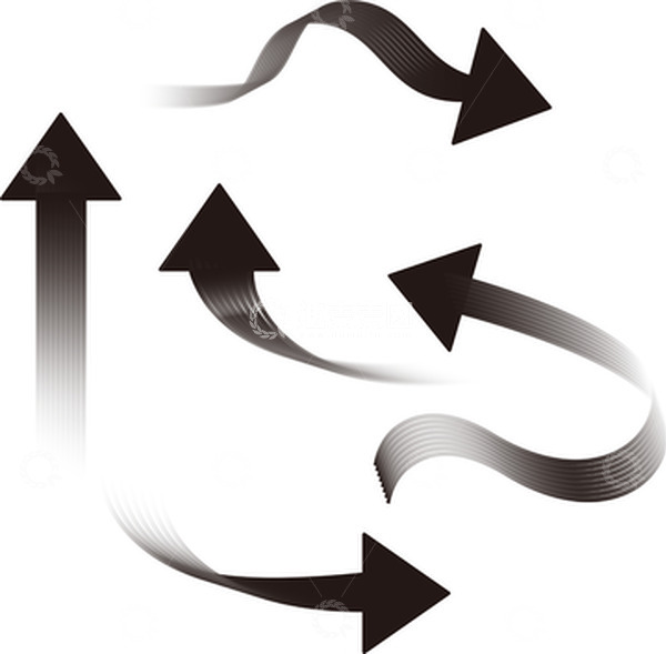 源文件下载【趣麦麦图】渐变简约弯曲箭头标志矢量图