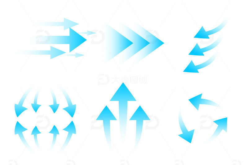 源文件下载【趣麦麦图】蓝色简约科技感渐变箭头矢量元素图