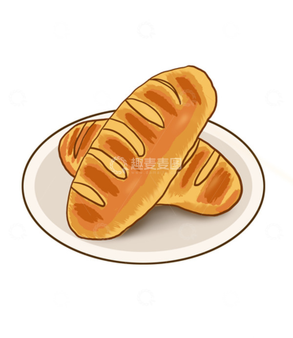 源文件下载【趣麦麦图】-面包早餐盘子早点点心手绘