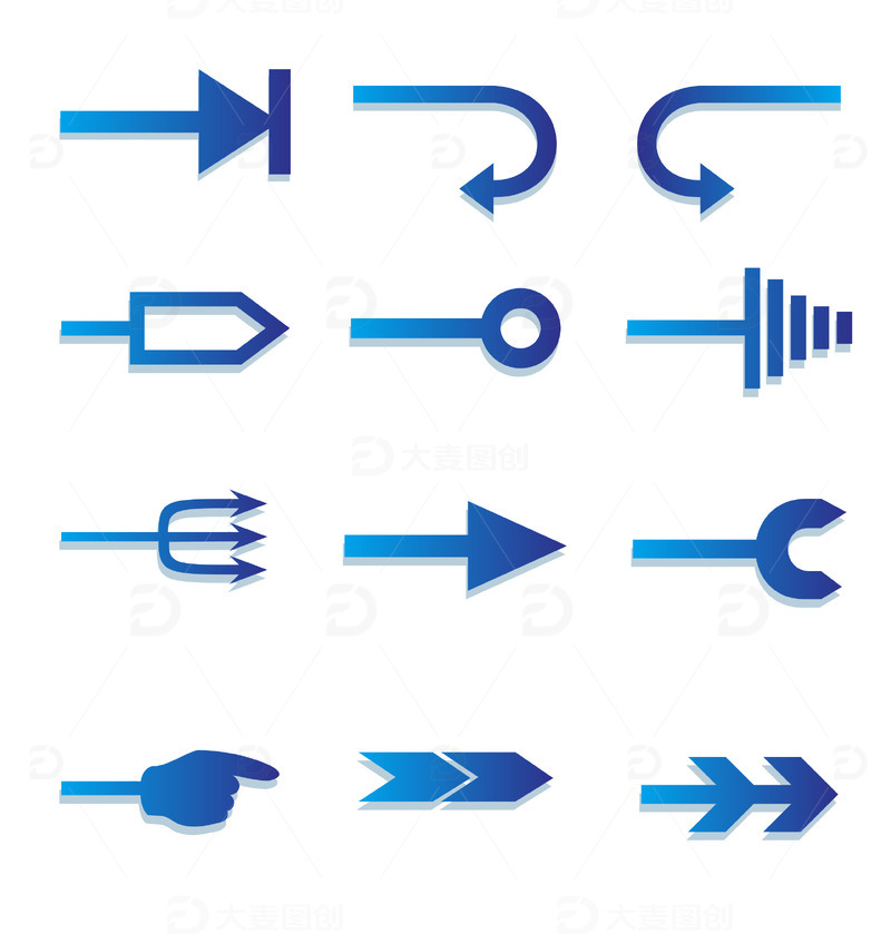 源文件下载【趣麦麦图】蓝色科技多方向箭头