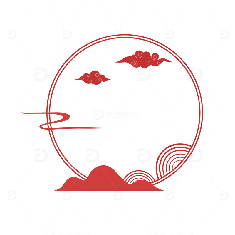 祥云国风边框元素