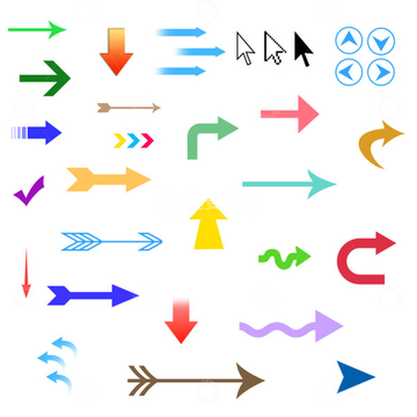 源文件下载【趣麦麦图】多彩箭头标志卡通小图标