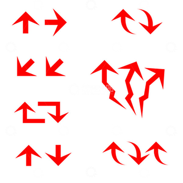 源文件下载【趣麦麦图】红色箭头商务科技指示标识方向趋势图标