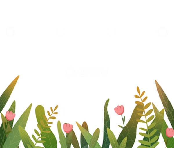 源文件下载【趣麦麦图】绿色小清新鲜花草丛绿植物扁平商业插画